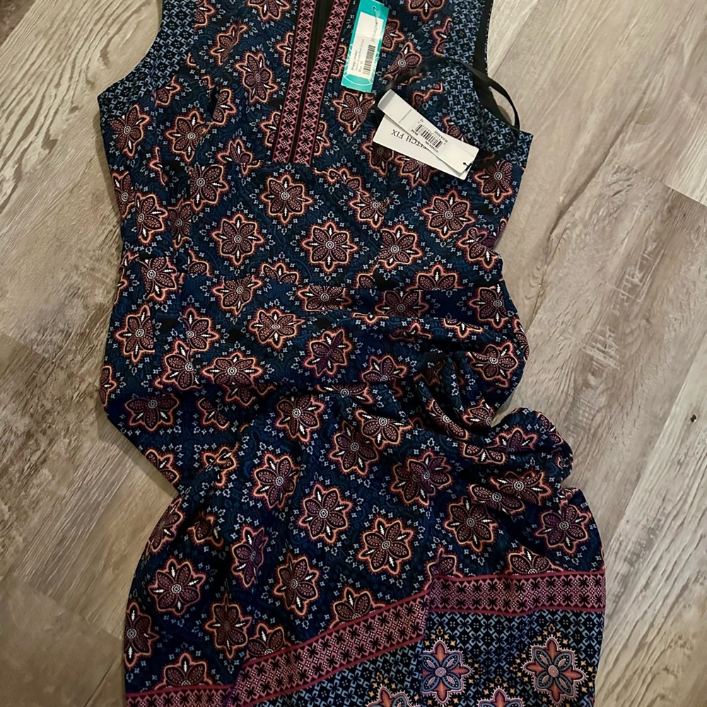 Maggy London Navy and Pink Floral Dress